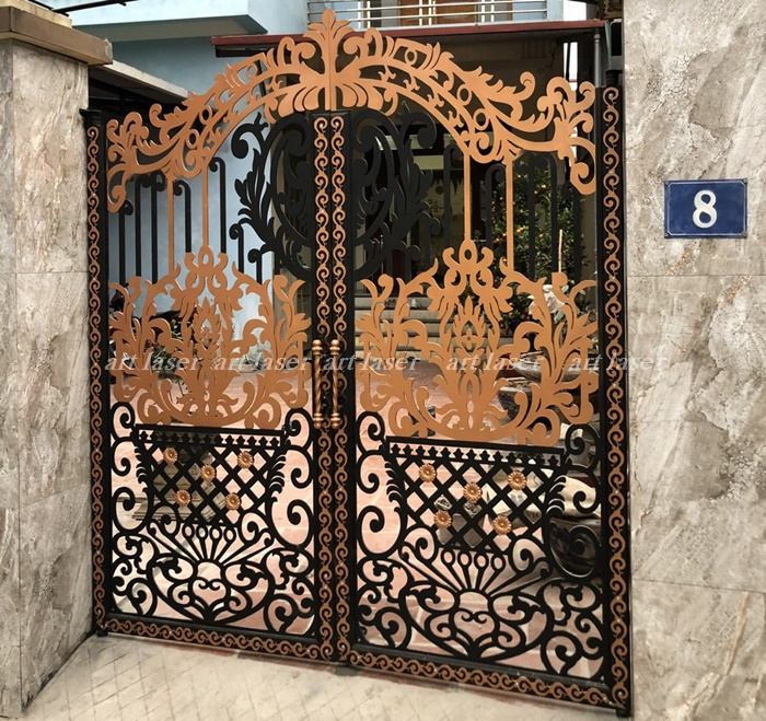 Mẫu cổng CNC 2 cánh cắt hoa văn đẹp