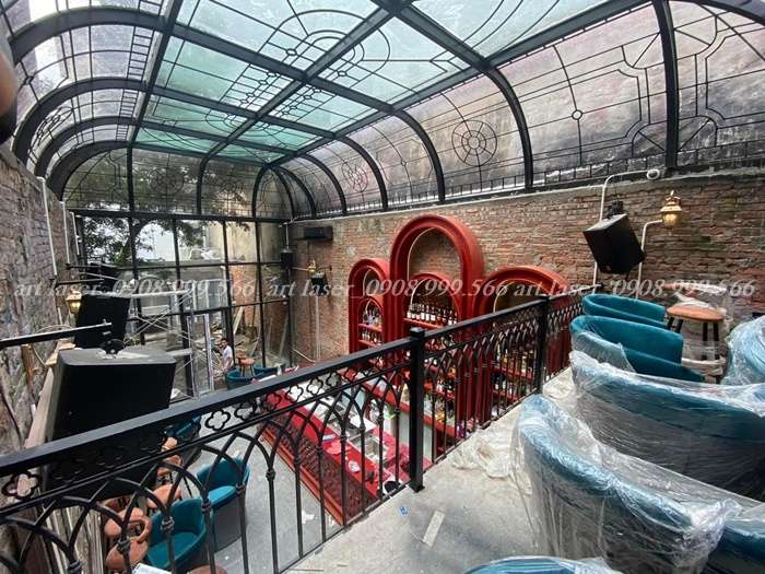 Mái vòm kính cường lực cho nhà hàng, quán cafe