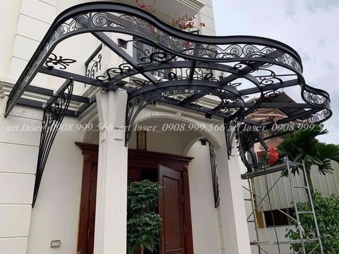 Mẫu mái hiên kính cường lực
