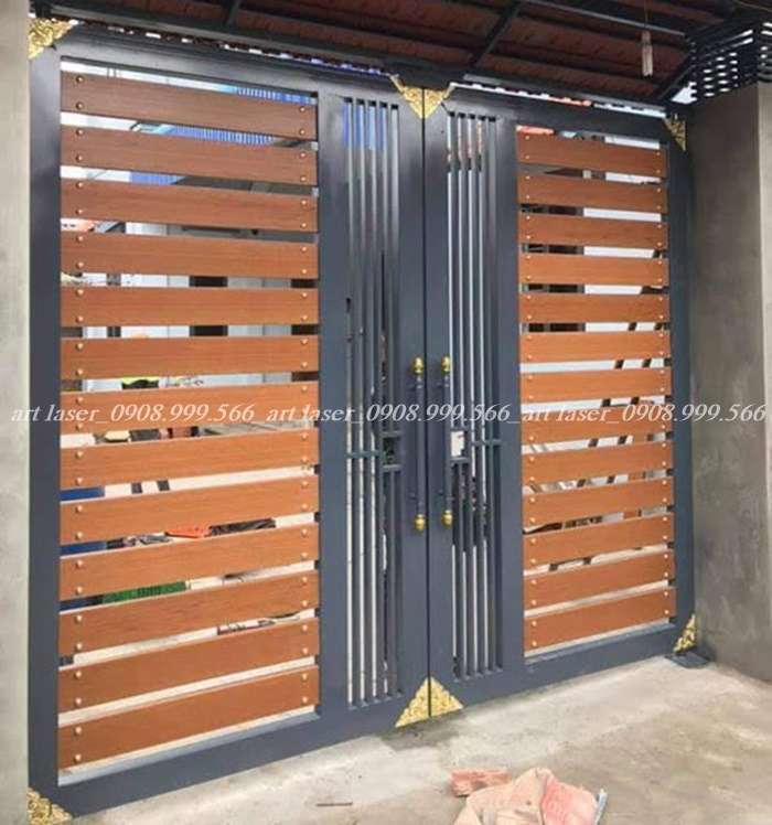 Bộ sưu tập các mẫu cổng sắt nan gỗ đẹp nhất