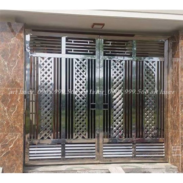 Mẫu cổng inox 2 cánh đơn giản