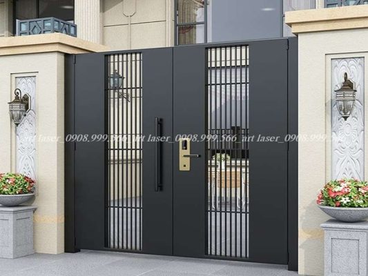 Mẫu cổng sắt hộp 2 cánh đẹp với thiết kế sang trọng mới nhất hiện nay