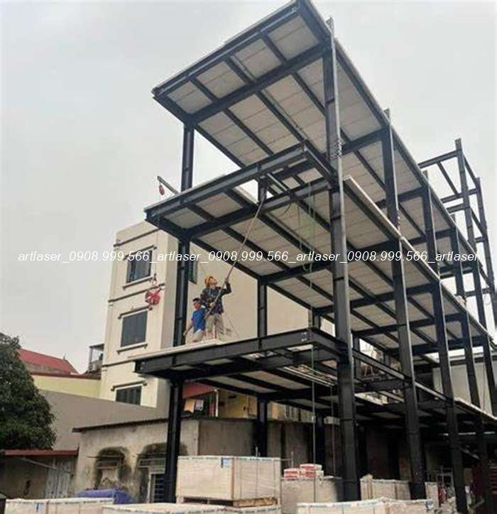 Mẫu nhà khung thép 3 tầng đẹp do Art Laser thi công lắp đặt