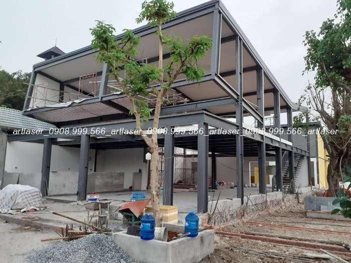 Thi công mẫu nhà khung thép 2 tầng đẹp