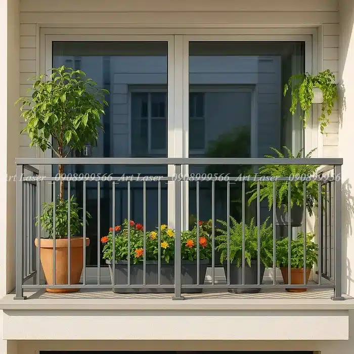 Mẫu lan can sắt hộp hiện đại cho chung cư