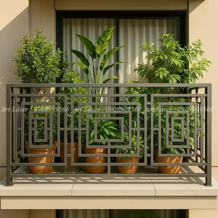 Sắt hộp làm lan can ban công chung cư nhỏ gọn