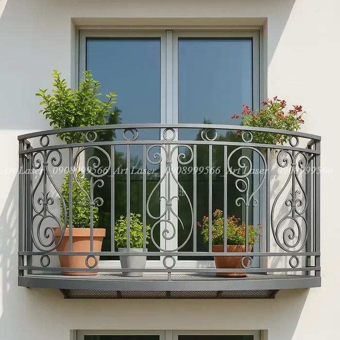 Lan can sắt hộp dọc thẳng, phù hợp kiến trúc chung cư