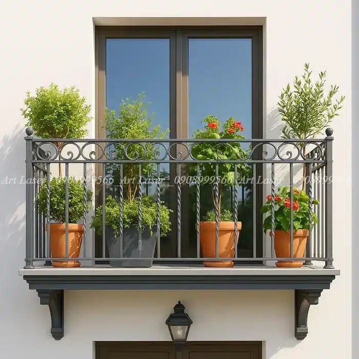 Hình ảnh lan can sắt hộp chắc chắn, dễ lắp đặt