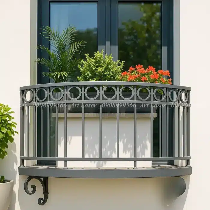 Lan can sắt hộp thẩm mỹ cao cho ban công chung cư