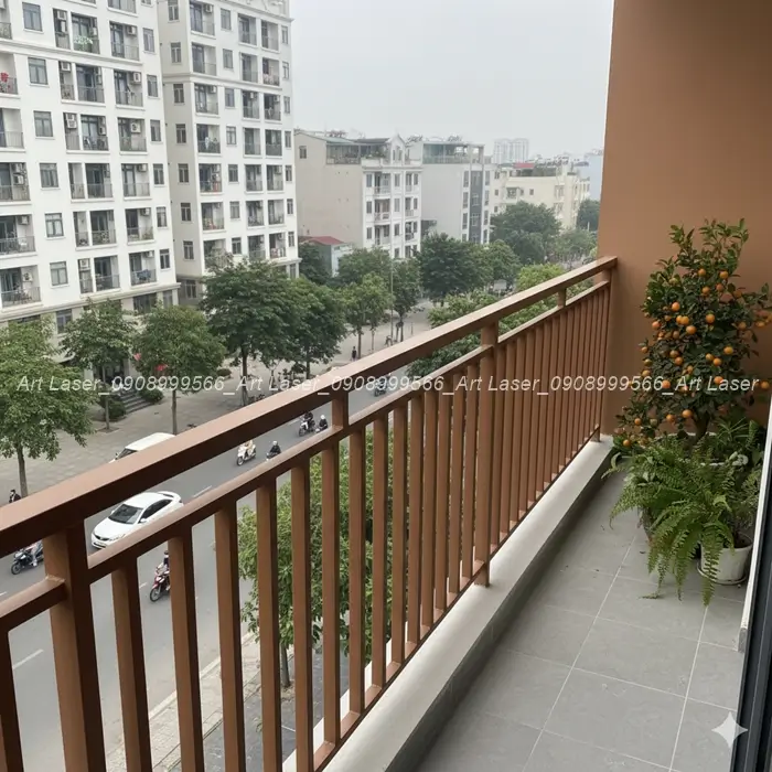 Lan can sắt hộp màu sắc đa dạng cho chung cư